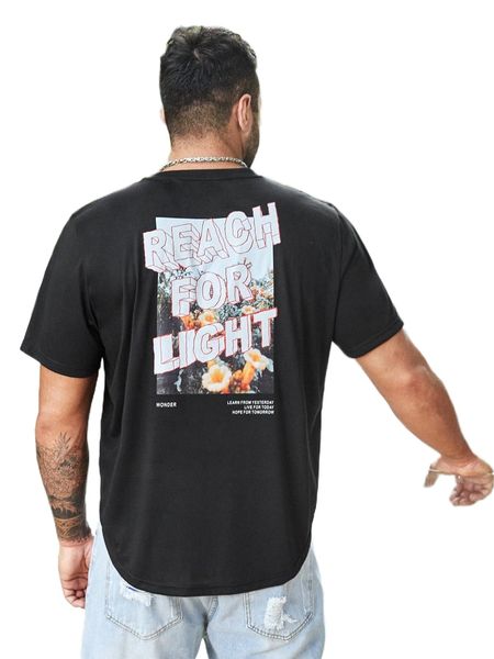 

men floral & slogan graphic tee 88xd#, White;black