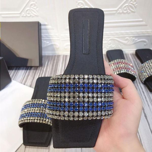 

2022 toe designer high-quality soft anya slippers square luxury sandals simple women comfortable fashionable and crystal rdkkv, Black