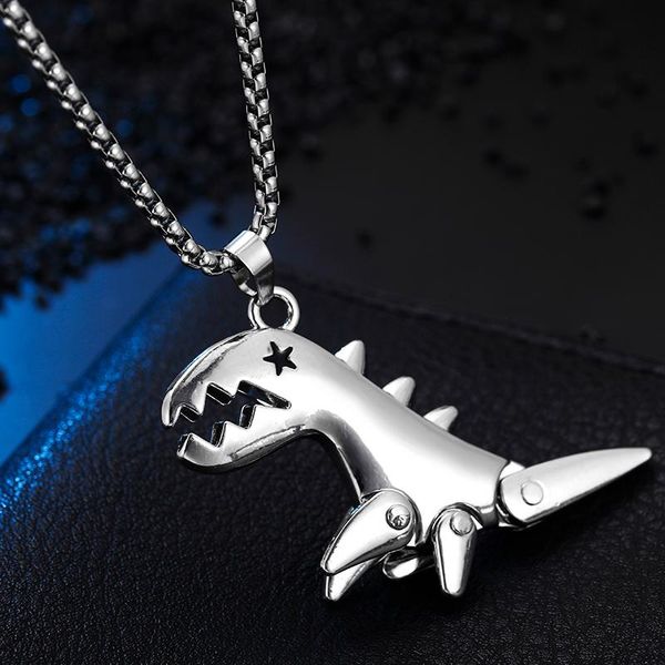 Anhänger Halsketten Verkaufen Dinosaurier Tier Design Unisex Lange Ketten Original Schmuck Titan Stahl Halskette Für Frauen Männer GeschenkeAnhänger