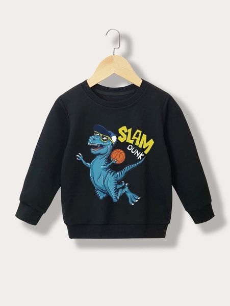 

toddler boys dinosaur & letter graphic sweatshirt she, Black