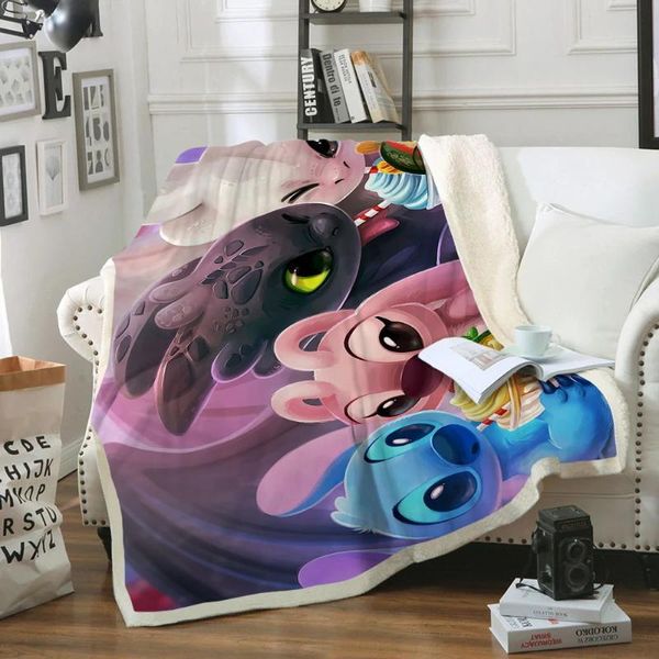 Одеяла беззуба и легкая ярость флисовая одеяло плюшевые 3D напечатано для взрослых диван шерпа