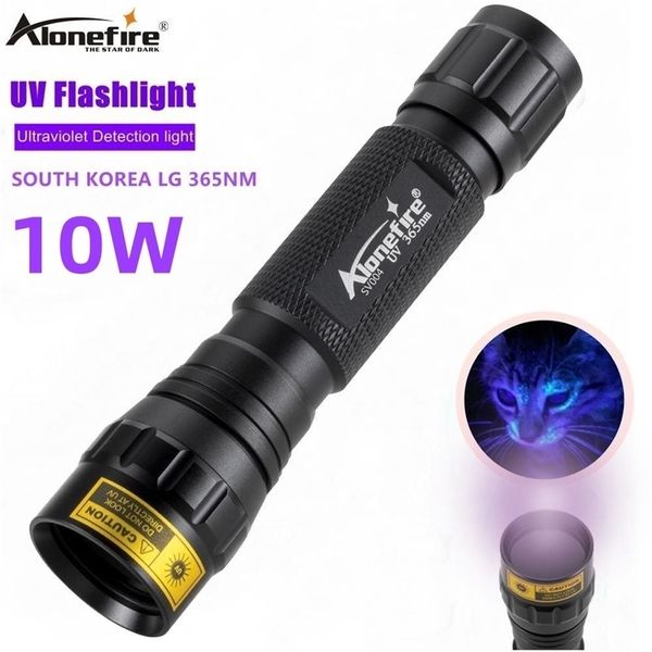 Yalnız SV004 LG Ultra Violet Işık 10W Yüksek Güçlü 365NM395NM UV El Feneri UV Siyah Işık Evcil İdrar İdrar Alanları Dedektör Scorpion 220601