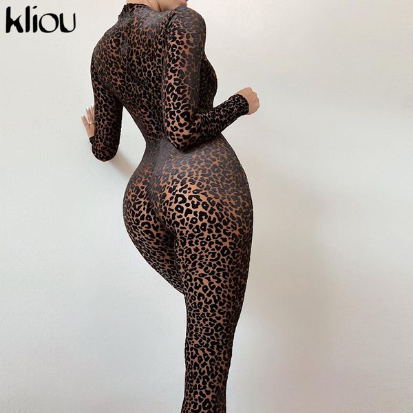 

mesh leopard jumpsuit women early autumn sheath body-shaping one piece clothing long sleeve midnight clubwear, Black;white