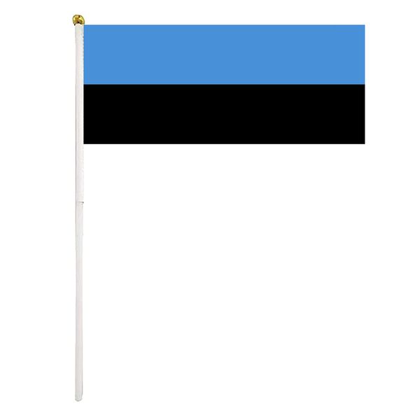 

estonia hand waving flag 14x21cm premium polyester mini world country flag banner with plastic flagpole