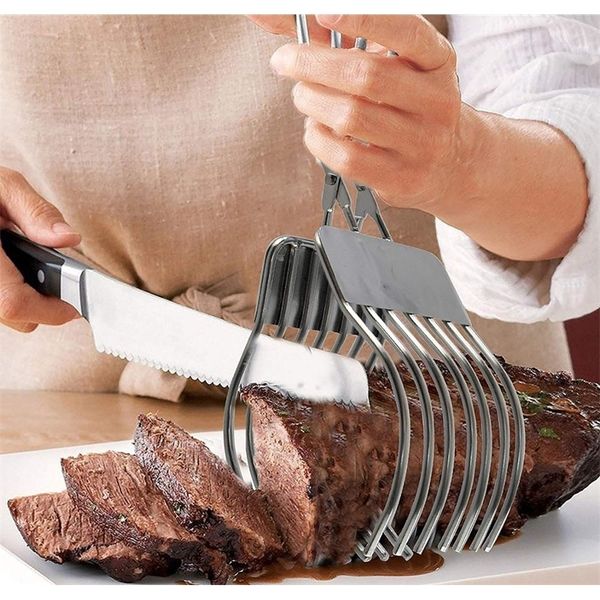 Gadget di sicurezza per pinze per affettare carne per arrosti in acciaio inossidabile per grigliare accessori da cucina per barbecue