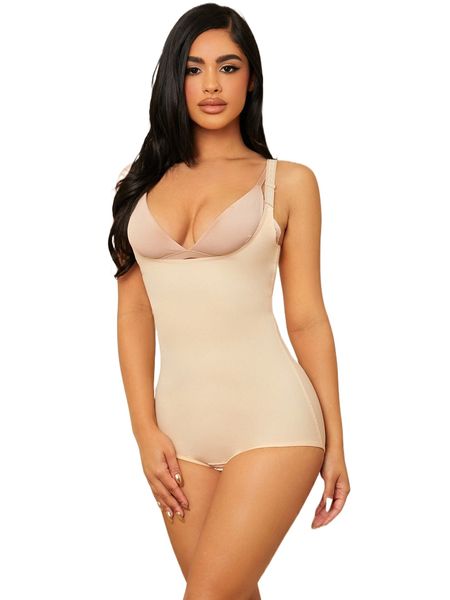 

plain underbust shapewear bodysuit b65q#, Black;red