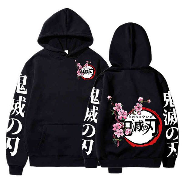 

demon slayer anime graphics print hoodie long sleeve pullovers casual fashion clothes kimetsu no yaiba sweatshirts, Black
