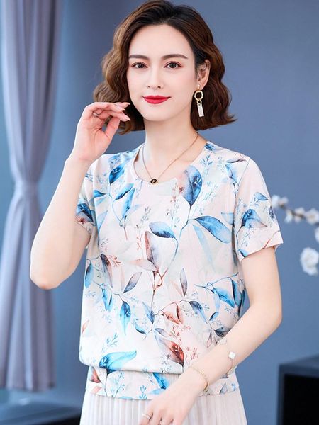 

women's t-shirt 2022 summer loose large size fashion printing women's high-end ice silk knitted short-sleeved omen's, White