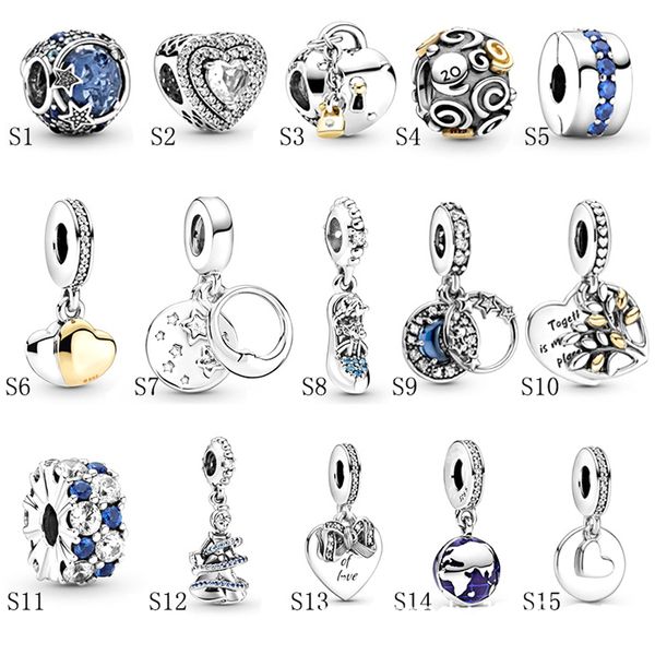 

2022 s1-s15 new bracelet&necklace s925 sterling silver jewelry diy beads fits pandora ale charm for pandoras bracelets for women european ro, Black