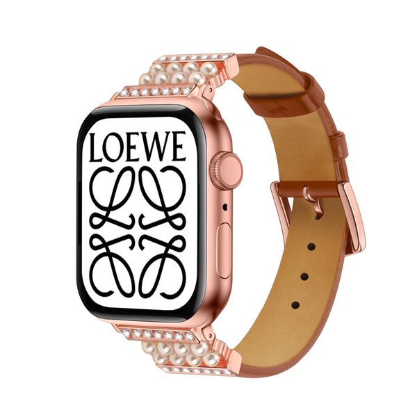 Cinturini marroni per il designer Apple Watch Series 7 Band Strap Smart Watches S7 da 38MM a 45MM Designer di braccialetti in pelle universali Smartwatch Orologi Cinturini AU USA UK CA