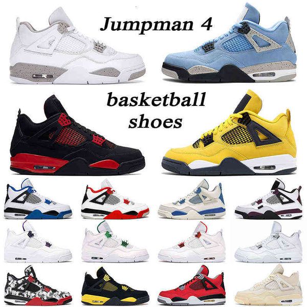 

4 basketball jumpman shoes men women 4s lightning white oreo university blue red, Black