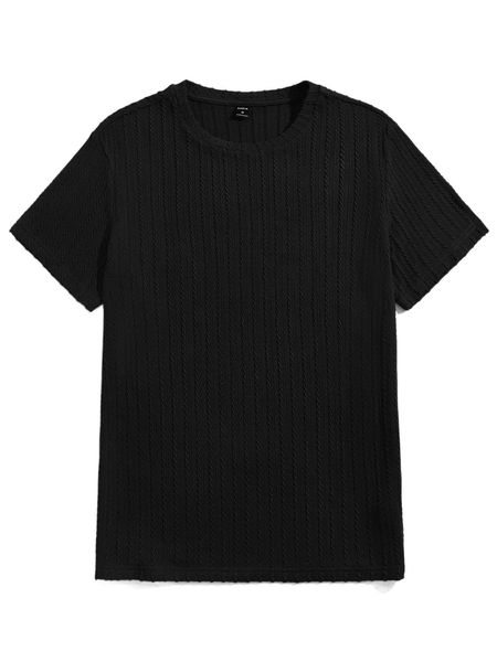 

men solid cable knit tee 518z#, White;black