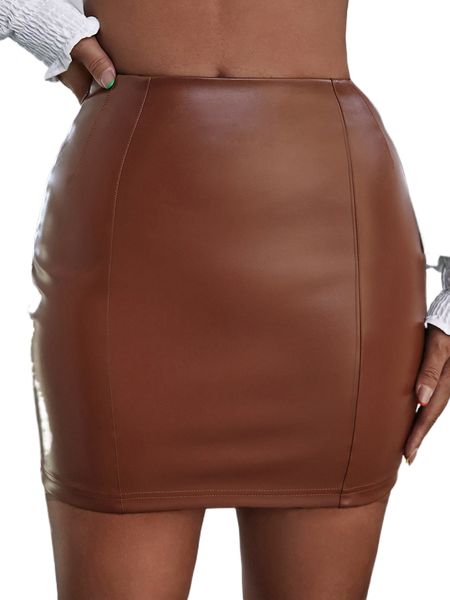 

sxy zip side patent bodycon skirt b7kl#, Black