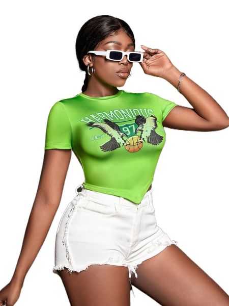 

sxy eagle & letter graphic hanky hem tee b4pd#, White
