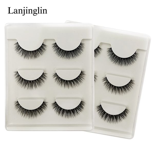 LANJINGLIN 10 Boxen natürliche lange falsche Wimpern Großhandel Make-up 3D-Nerzwimpern Vollstreifen-Wimpern-Augen-Make-up-Tool Faux Cils 220607