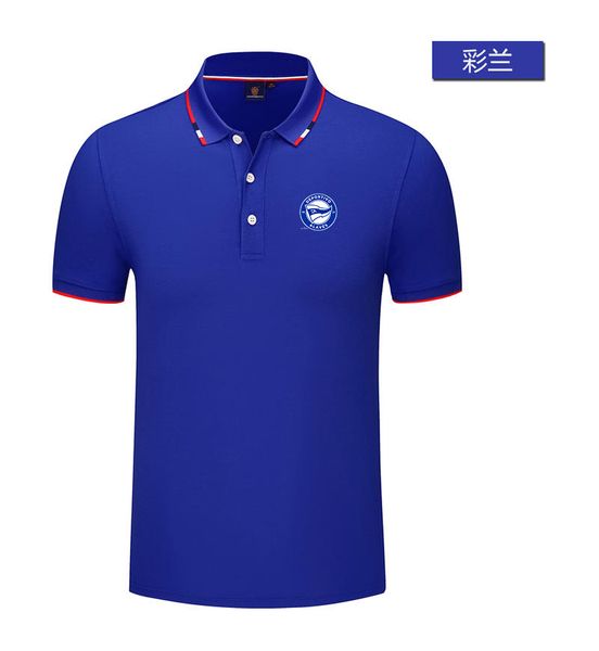 Camisa polo masculina e feminina do Deportivo Alavés, brocado de seda, manga curta, camiseta esportiva com lapela, logotipo pode ser personalizado