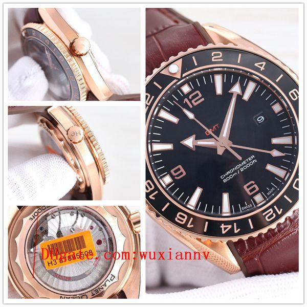

2022 ceramic bezel luxury business brand boss watches sea 007 master planet ocean man gmt rose gold wristwatches james bond mens watch d4046