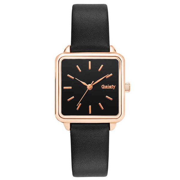 

2022 new square classic belt women's elegant quartz watch, Slivery;golden