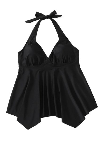 

plus hanky hem halter tankini n2du#, White;black