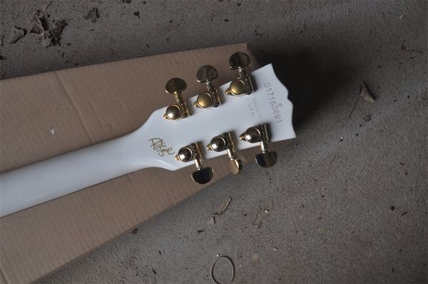 

white single pickup six string electric guitar we can customize various styles of guitars