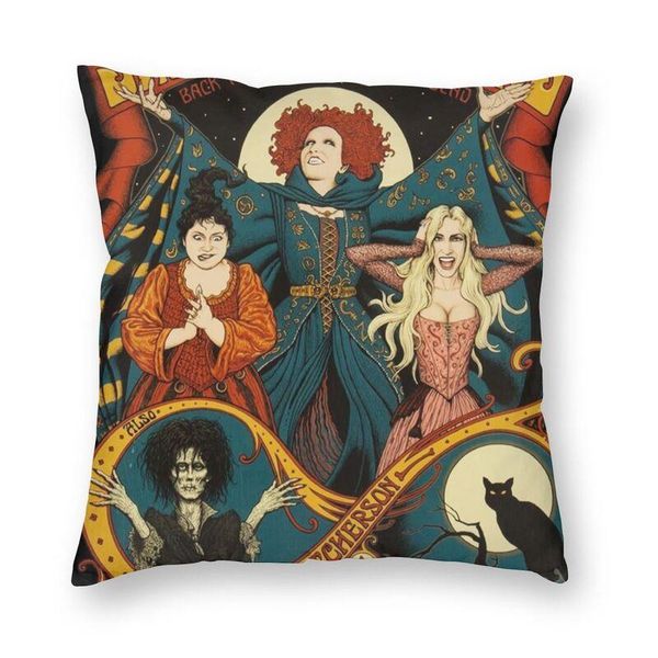 Cuscino/Cuscino Decorativo Hocus Pocus Sanderson Sisters Halloween Fodere per Cuscini Strega Salem Film di Massa Velluto Moderno Custodia per Divano per Auto