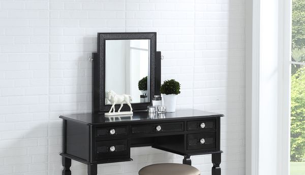 

bedroom dresser stool storage drawer mirror black modern gorgeous furniture