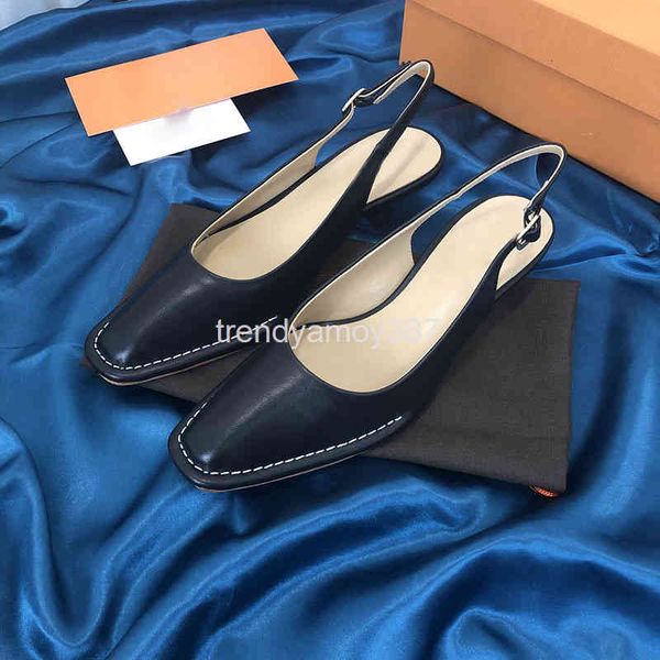 

dress shoes summer style baotou round head sandals after summer empty black high-heeled leather shoes cat heel fairy french women's