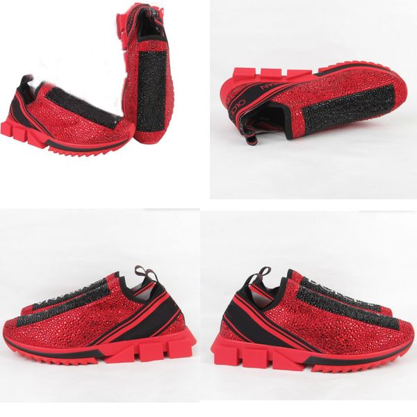 

women men casual shoes slip on sneakers mens designers sorrent trainer knit sneakers strass and leather low-trainers 36-45, Black
