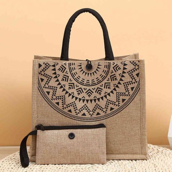 

designer handbags fashion women's handbag two piece cover mother large capacity printed cotton and linen buckle