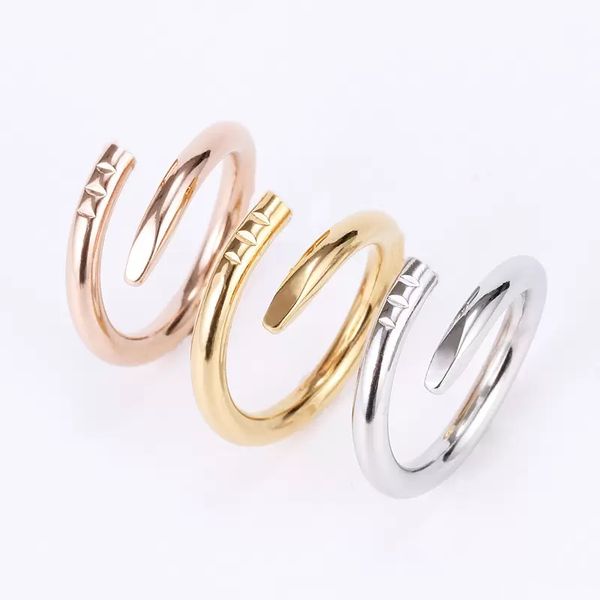 Anel de unhas Mulheres Designer anel de unhas Versão avançadaTitanium Steel Midi Anéis Prata banhado a ouro conjunto com diamantes cz Jóias de luxo Presente de Natal de alta qualidade