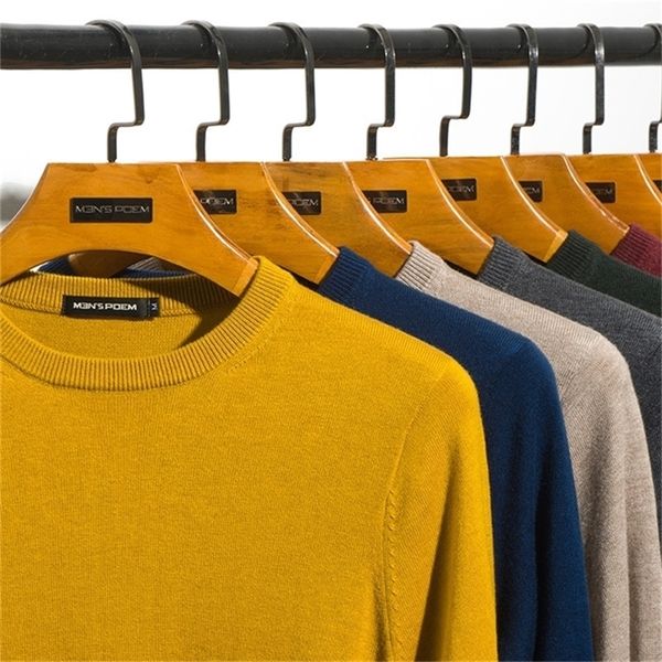 Men Wool Color Solid Sweater O-pescoço O Slim Fit Knitting Pullover Male Autumn 8 Cores Moda Casual Brand Roupos 201126