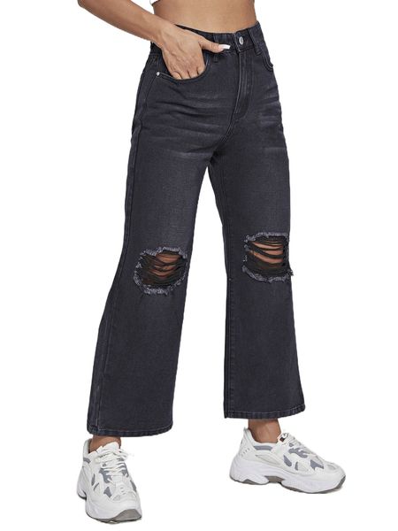 

ripped flare leg jeans q2sa#, Blue