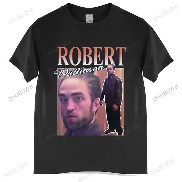 

funny robert pattinson standing meme t shirt men soft cotton tee vintage rob tshirt short sleeve men summer fashion tshirt 220809, White;black