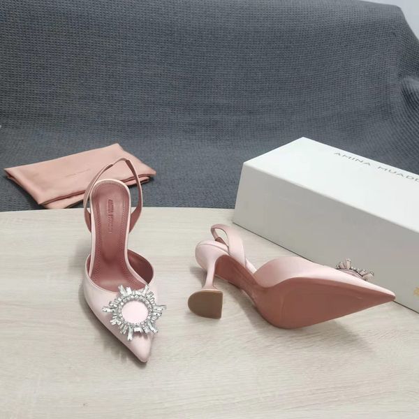 

fashion season shoes amina pumps muaddi crystal-embellished satin slingback high heel wedding bride bridesmaid, Black