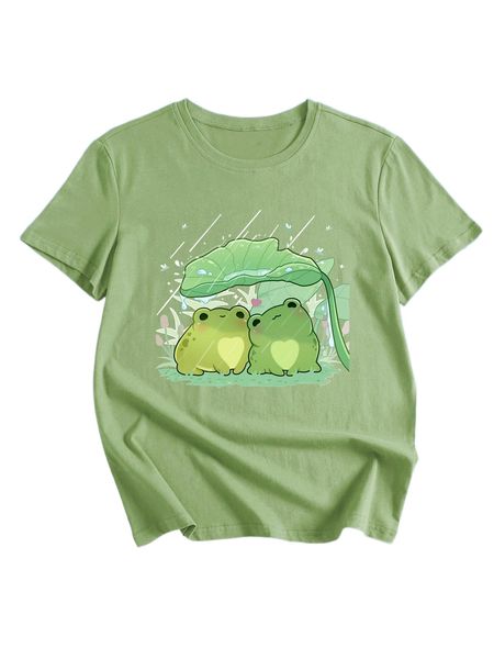 

romwe x beereckless frog print tee n8xt#, White