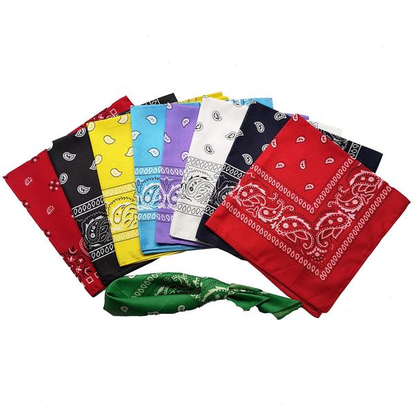 Poliéster Paisley Square Punk Hip Hop Bandana Neckerchief Headwear Arandeira Farço de Lenço Pescoço Pescote Cabeça para Men