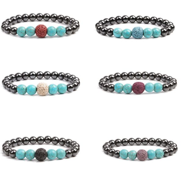 

handmade natural energy stone beaded strands elastic charm bracelets for men women lover party yoga fashion jewelry, Black