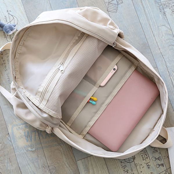 

waterproof solid color nylon women backpack college style travel rucksack school bags for teenage girl boys 220817