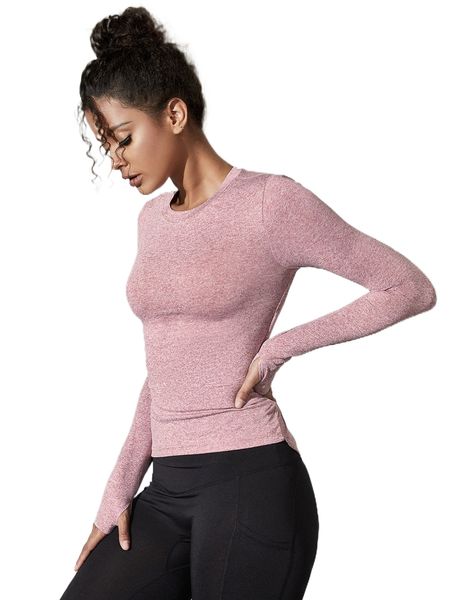 

breathable softness cutout back marled knit sports tee d1fw#, Gray