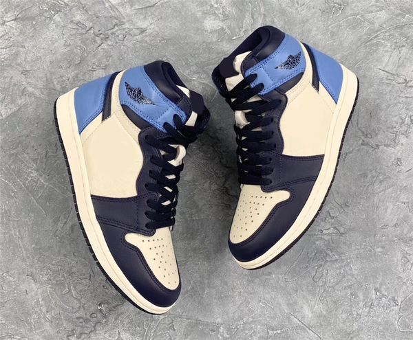 

shoes authentic 1 high og obsidian blue chill women men basketball women 555088-140 sail university blue sports sneakers