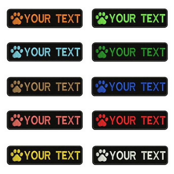 10X2.5 cm Zampa Impronte Ricamo Nome Personalizzato Patch Strisce Distintivo Ferro Su O s Patch Per Collare di Cane 220622