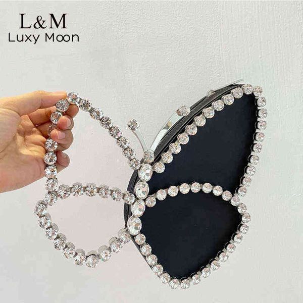 

evening bags diamond butterfly shaped evening bag women wedding party clutch purse shiny crystal small luxury designer handbags x862h 220318