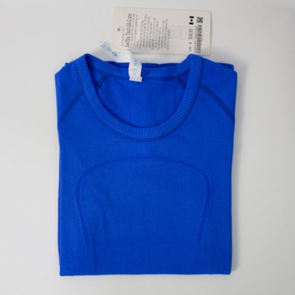 

lulu exercise athletic women yoga designer t-shirts high-elastic running quick drying seamless short sleeve sport-cycling gym wear summer te