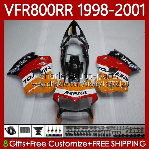 Honda Interceptor için Vücut Kiti VFR 800RR 800 CC RR VFR800RR 1998 1999 2000 2001 Karoser 128NO.78 VFR-800 800CC Repsol Red VFR800R 98-01 VFR800 RR 98 99 00 01 PERAVER