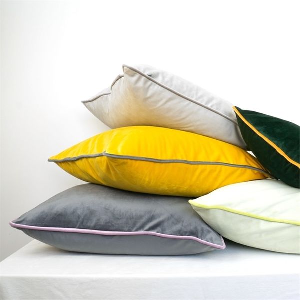 Многоцветная края цветов бархатная подушка для броска наволочки для подушки/диван-крышка для подушки без ущерба для домашнего декора без набивания 210401