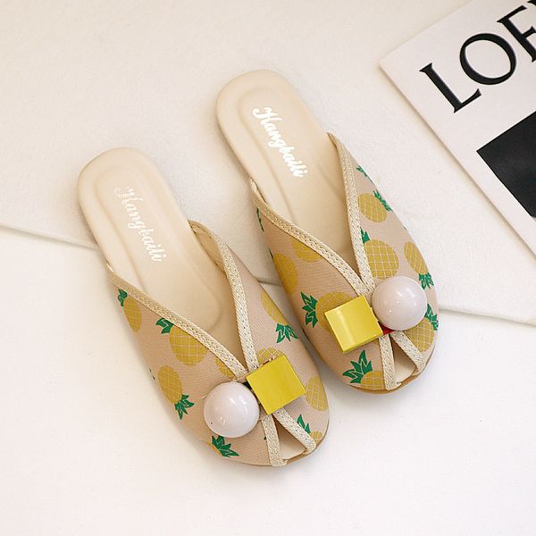 

home slippers shoes women mute flip white color for outside girl