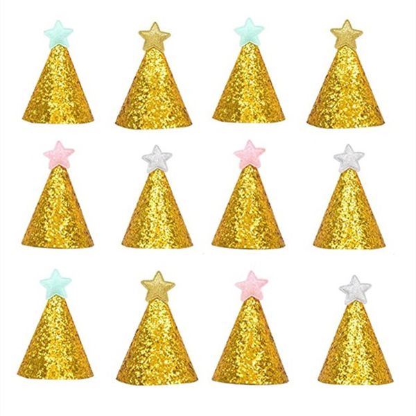 Golden Star Birthday Party Hats Hats Feliz Aniversário Chapéus Chapéus de Festa Shiny Festa Para Crianças Adultos Pets Photo Props Festa de Festa MJ0753