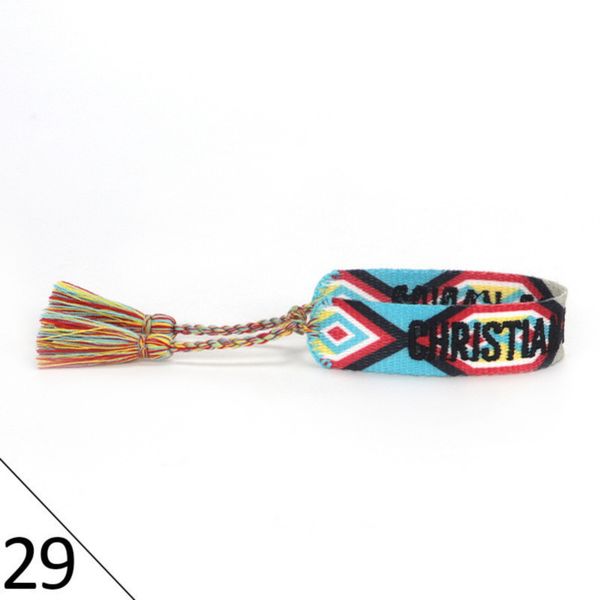 

designers fashion wovens friendship bracelet for luxury brand handmade braided bracelets with tassel print embroidery men bangle code 20-38, Golden;silver