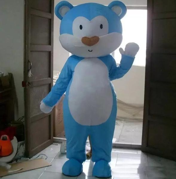 Costume della mascotte dell'orso blu di Halloween Personaggio dei cartoni animati di alta qualità Personaggio a tema Carnevale Vestito unisex per adulti Vestito da festa di compleanno di Natale