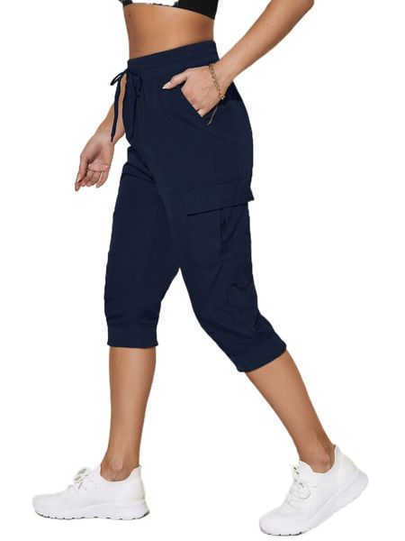 

flap pocket capri sports pants k7uz#, Gray